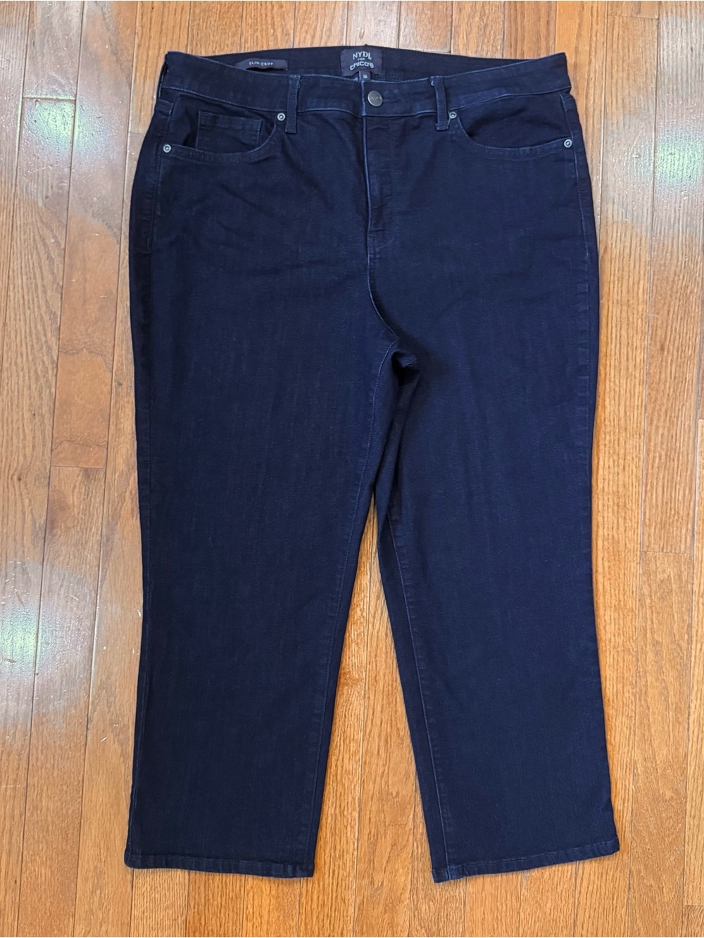 NYDJ for Chico's Women’s 16 Slim Crop Jeans Dark Wash Lift Tuck Denim Cropped